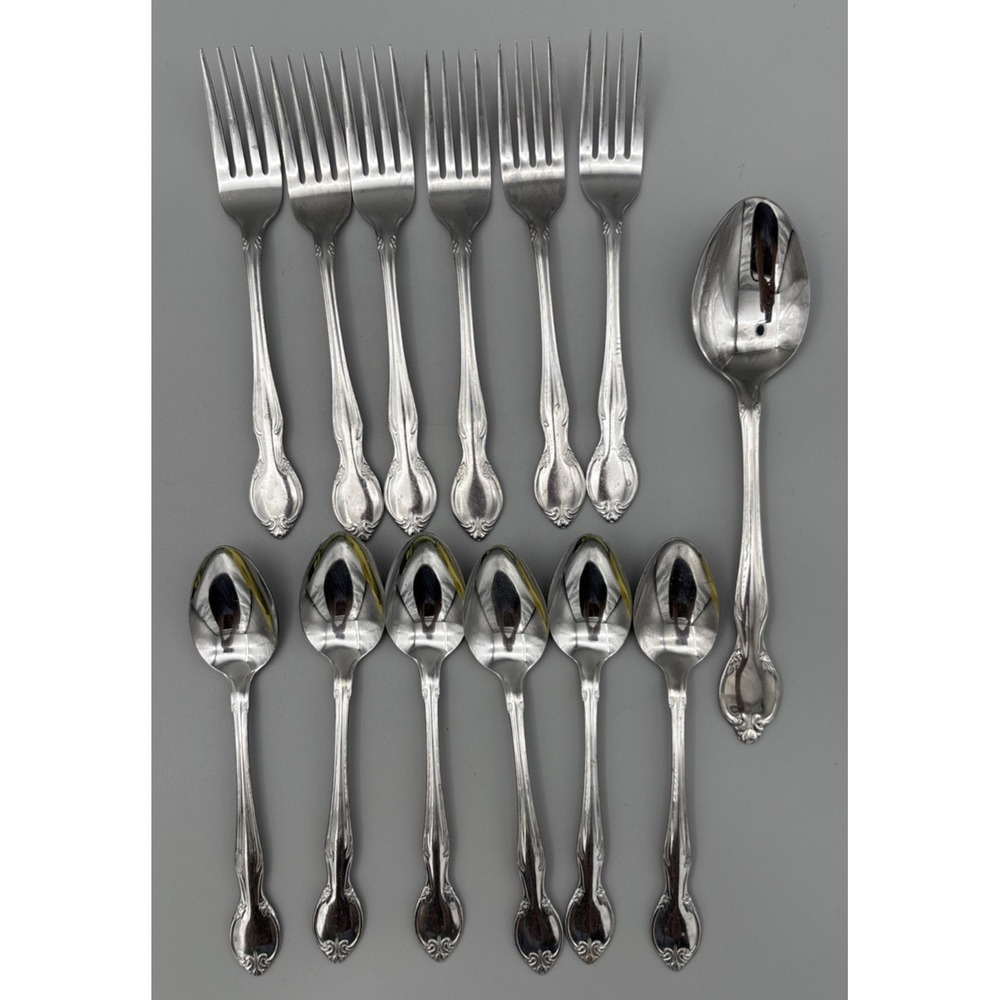 IIC Stainless Japan 13 piece Serving spoon forks Flatware‎ Vintage floral